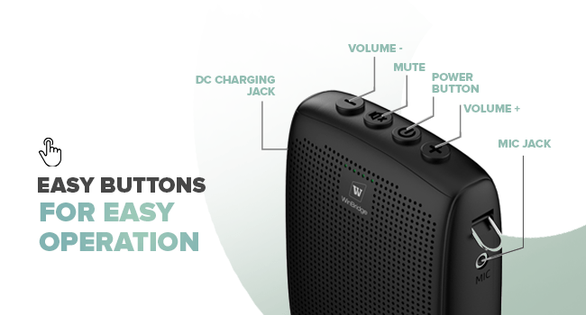 WinBridge Wireless Voice Amplifier with Two Bluetooth Headset Microphones, Portable Speaker and Mic for Teachers, Megaphone Portable Microphone Crisp Clear Big Sound 15W|2600mAh WB002 Plus