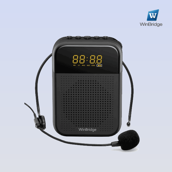 WinBridge S209 Voice Amplifier with Wired Mic Headset 16W 2500mAh  Bluetooth Mute LED Display for Teachers